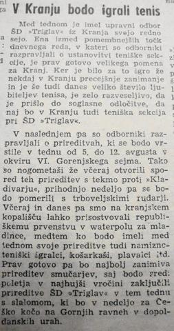 Gorenjski glas: V Kranju bodo igrali tenis